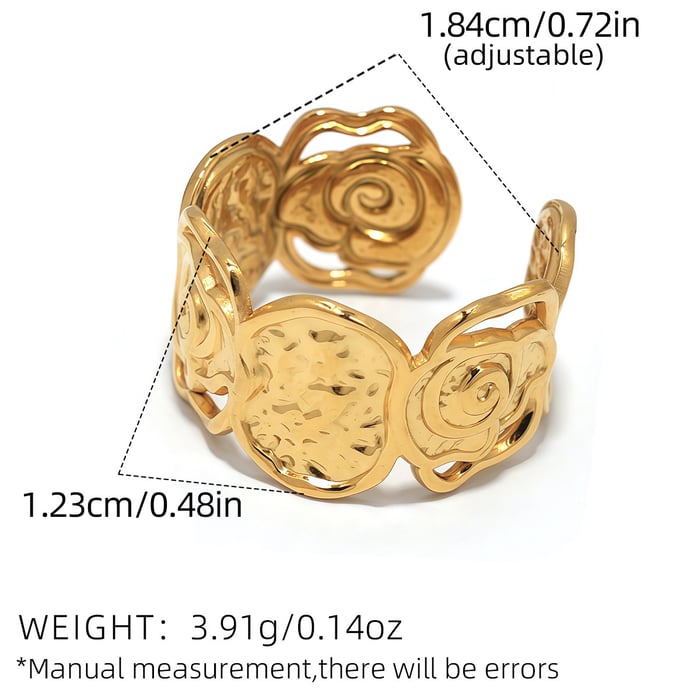 1 Piece Simple Elegant Flower Stainless Steel  Gold Color  Minimalist Rings h5Picture2