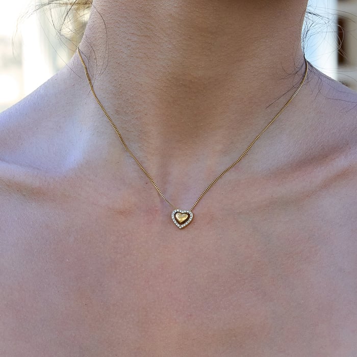 1 Piece Exquisite Heart Stainless Steel Gold Color Women's Pendant Necklaces h5Picture3