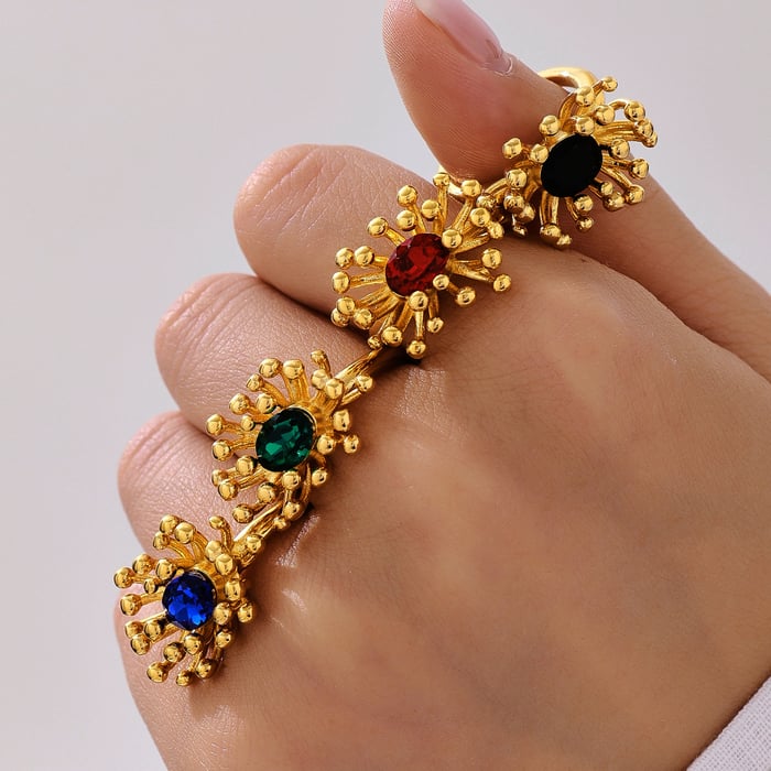 1 Piece Retro Flower Stainless Steel Gold Color Women's Earring Sets h5Picture2