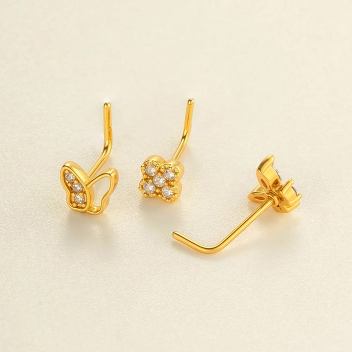 1 Stück Nasenstecker in Kupfer-Gold-Farbe mit Zirkonia h5Bild3