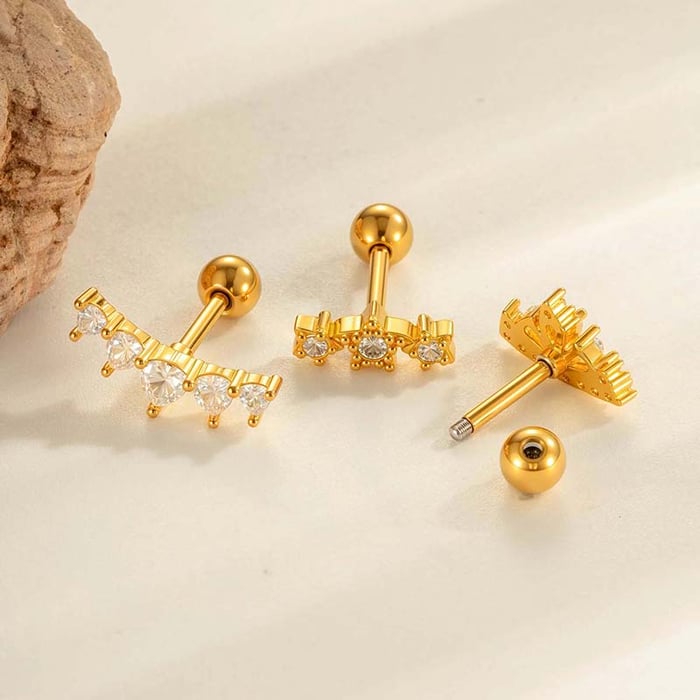 1 orecchino piercing a forma di stella in zircone color rame e oro h5Immagine3