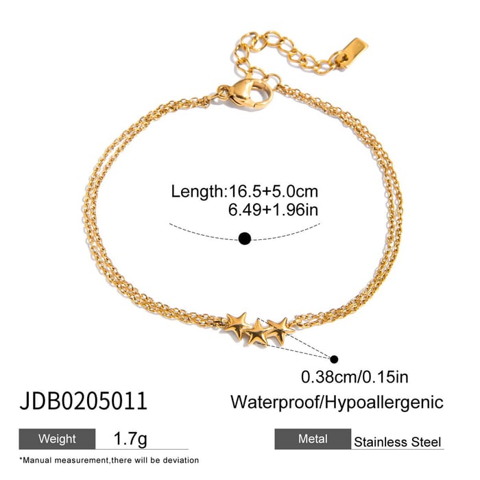 1 Piece Shinning Star Stainless Steel Gold Color Women's Chain Bracelets h5Picture2