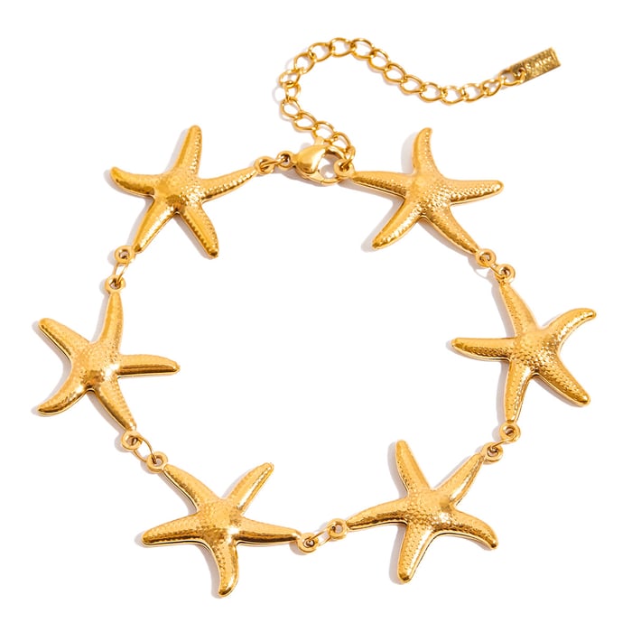 1 Piece Vacation Starfish Stainless Steel Gold Color Women's Chain Bracelets