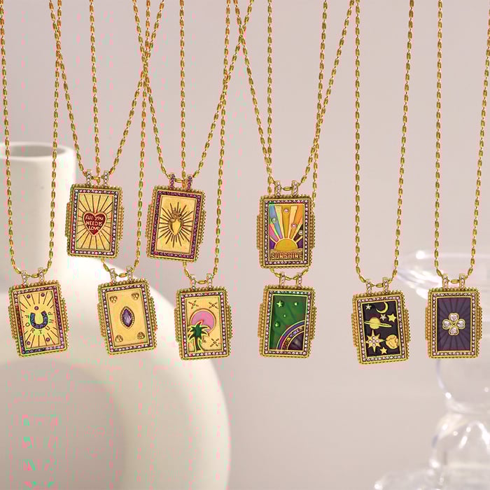 1 Piece Delicate Series Classic Tarot Stainless Steel Gold Color Women's Pendant Necklaces h5Picture2