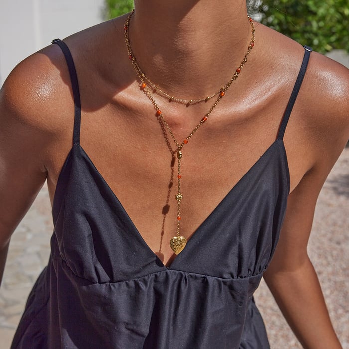 1 Piece Sophisticated Heart Stainless Steel Gold Color Women's Layered Necklaces h5Picture4