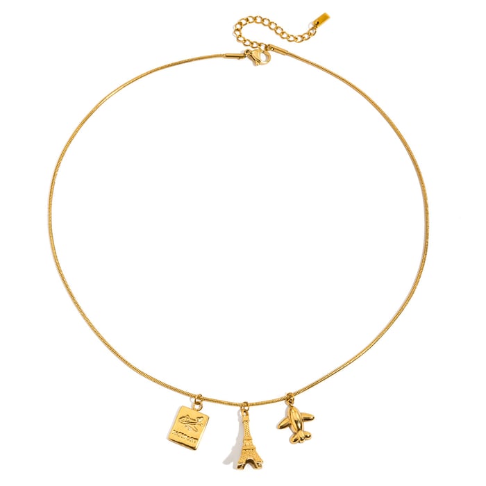1 Piece Classic Series Eiffel Tower Stainless Steel Gold Color Women's Pendant Necklaces 