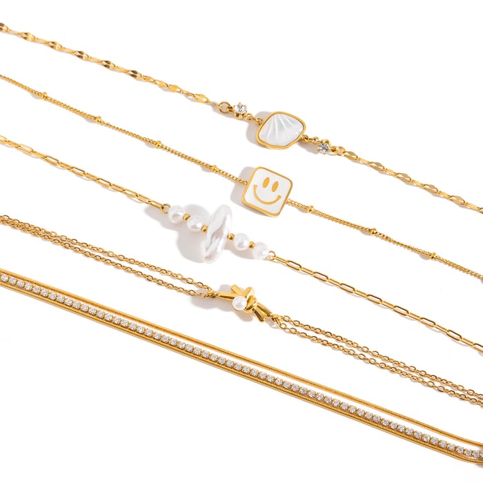 1 stuk elegante schelp roestvrij staal goudkleurige dames bedelarmbanden h5Afbeelding8