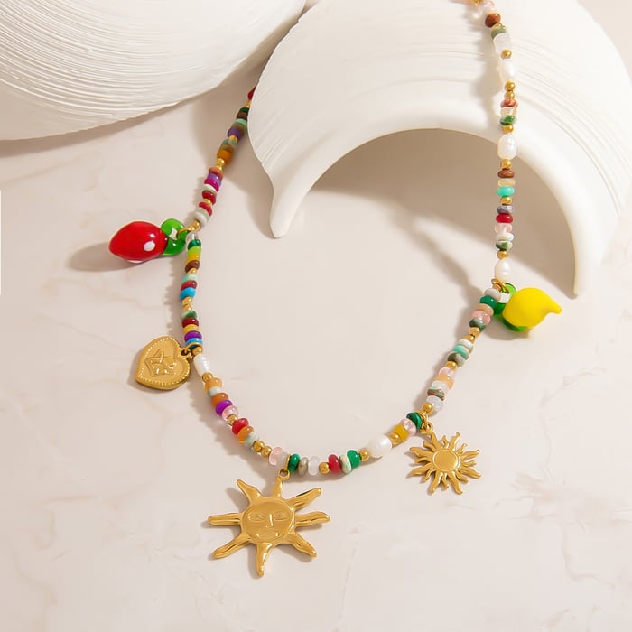 1 Piece Natural Stone Beaded Necklace h5Picture7