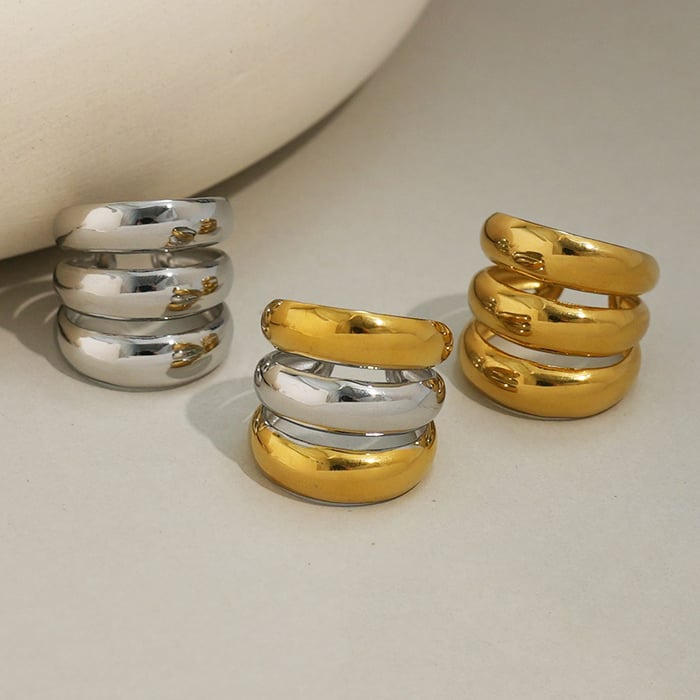 1 Piece Simple Series Casual Circle Stainless Steel Gold Color Minimalist Rings h5Picture5