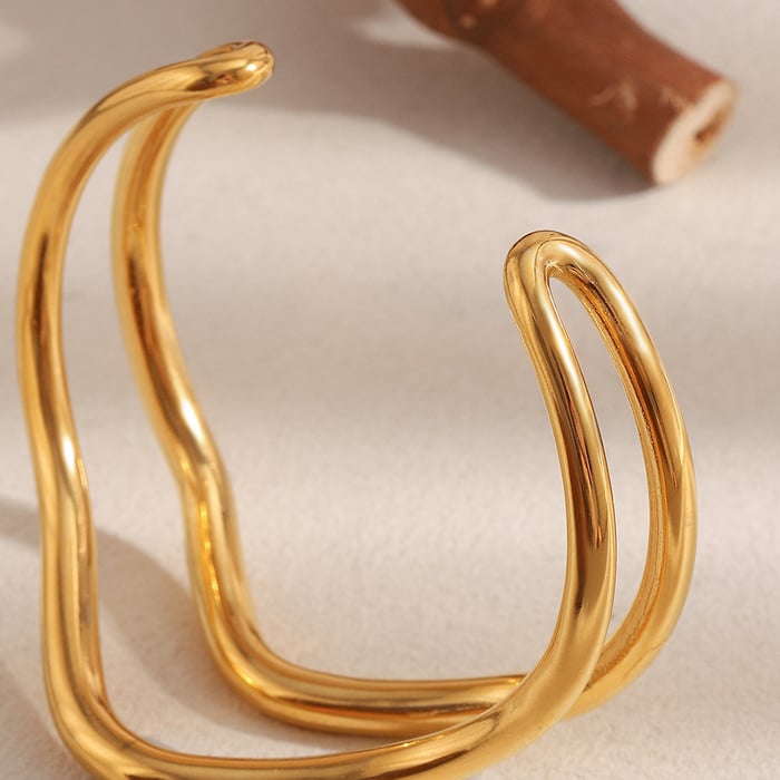 1 Piece Simple Series Daily Lines Stainless Steel Women's Bangles h5Picture3