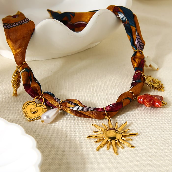 1 Stück luxuriöse elegante Herz-Sonne-Anhänger-Halsketten für Damen h5Bild4