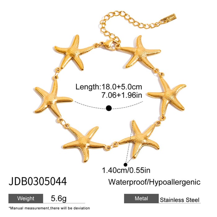1 Piece Vacation Starfish Stainless Steel Gold Color Women's Chain Bracelets h5Picture2