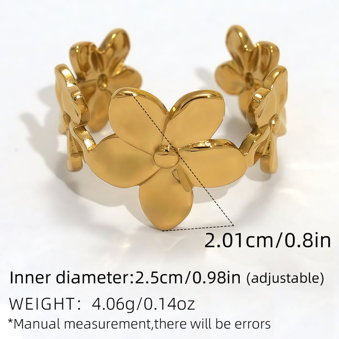 1 Piece Simple  Elegant Flower Stainless Steel  Gold Color  Minimalist Rings Picture2
