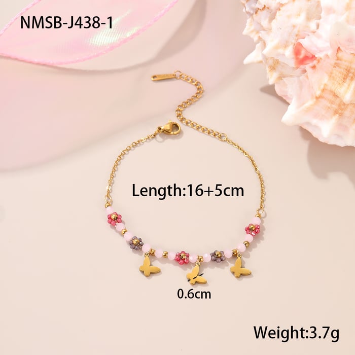 1 Piece Romantic Sweet Heart Stainless Steel Charm Bracelet