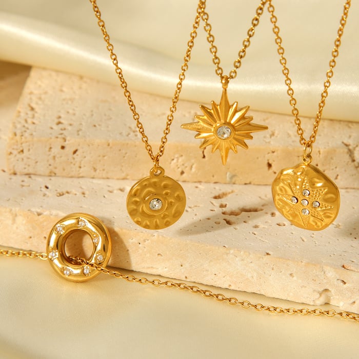 1 Piece Circle Stainless Steel Gold Color Zircon Women's Pendant Necklaces Picture5