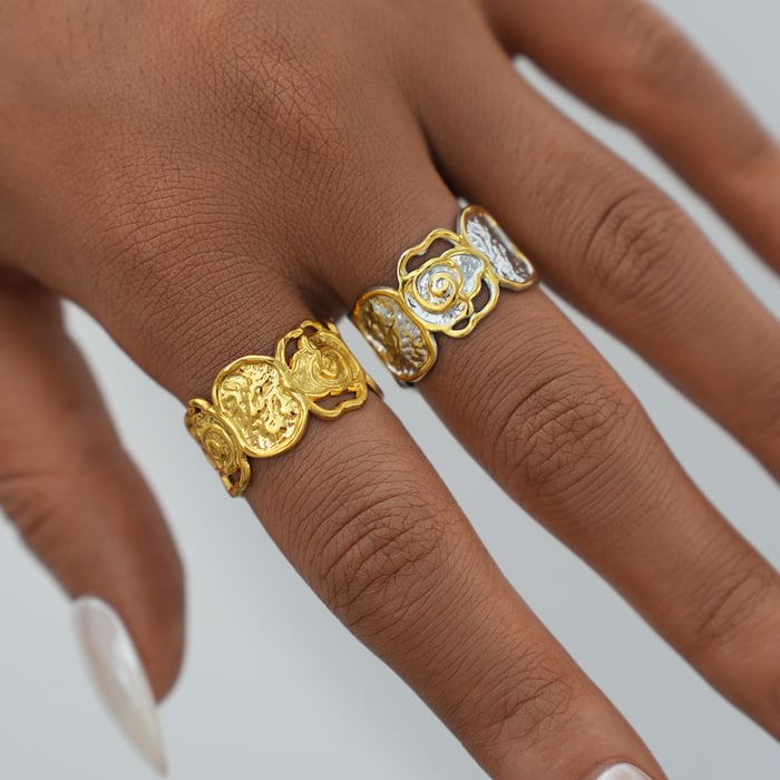 1 Piece Simple Elegant Flower Stainless Steel  Gold Color  Minimalist Rings h5Picture6