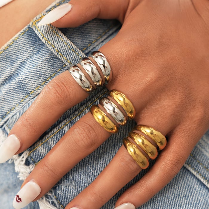 1 Piece Simple Series Casual Circle Stainless Steel Gold Color Minimalist Rings h5Picture4