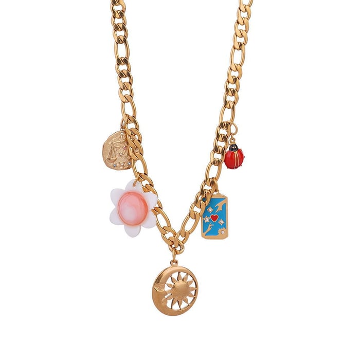 1 Piece Tropical Style Flower Natural Stones Gold Color Women's Beaded Necklaces