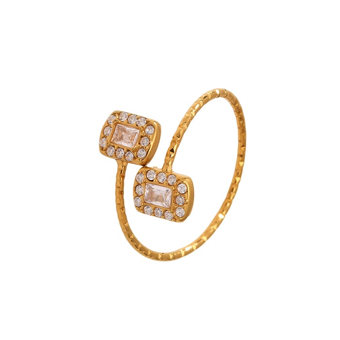 1 Piece Luxurious Heart Stainless Steel Gold Color Women's Gemstone Rings