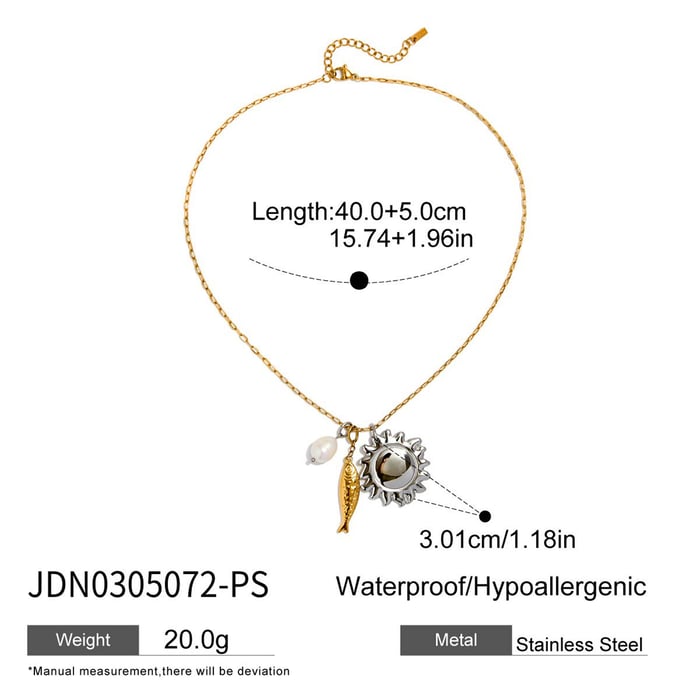 1 Piece Classic Daily Sun Stainless Steel Gold Color Women's Pendant Necklaces h5Picture2