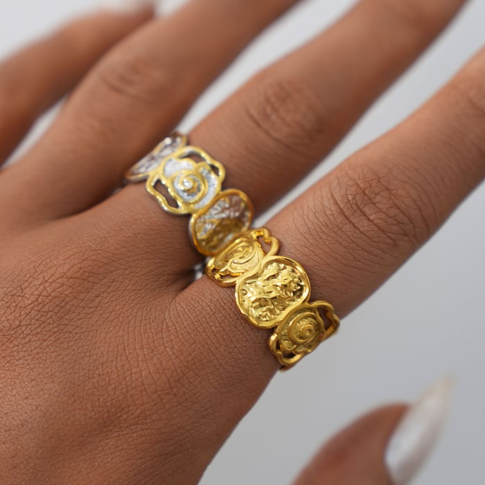 1 Piece Simple Elegant Flower Stainless Steel  Gold Color  Minimalist Rings h5Picture4