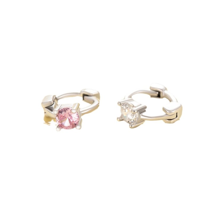 1 Piece Delicate Series Sweet Round Copper Zircon Women's Hoop Earrings h5Picture5