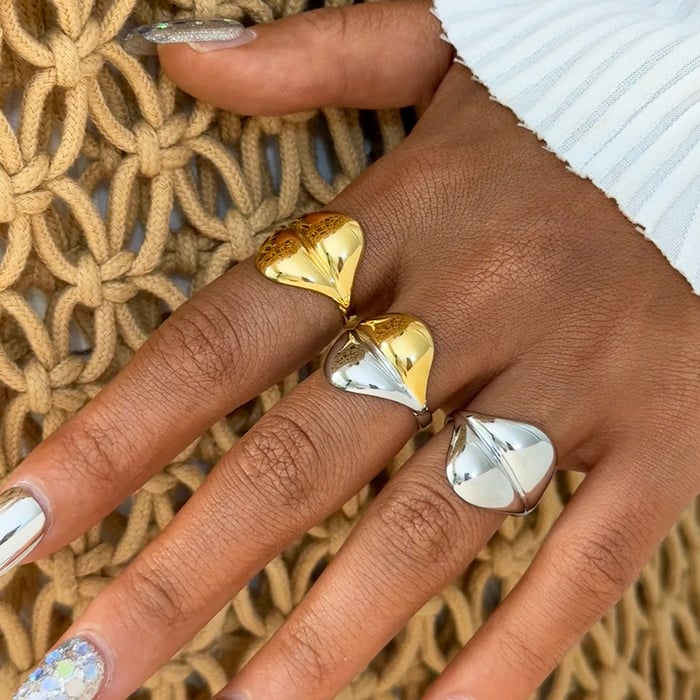 1 Piece Simple Irregular Shape Stainless Steel  Gold Color Statement Rings h5Picture6