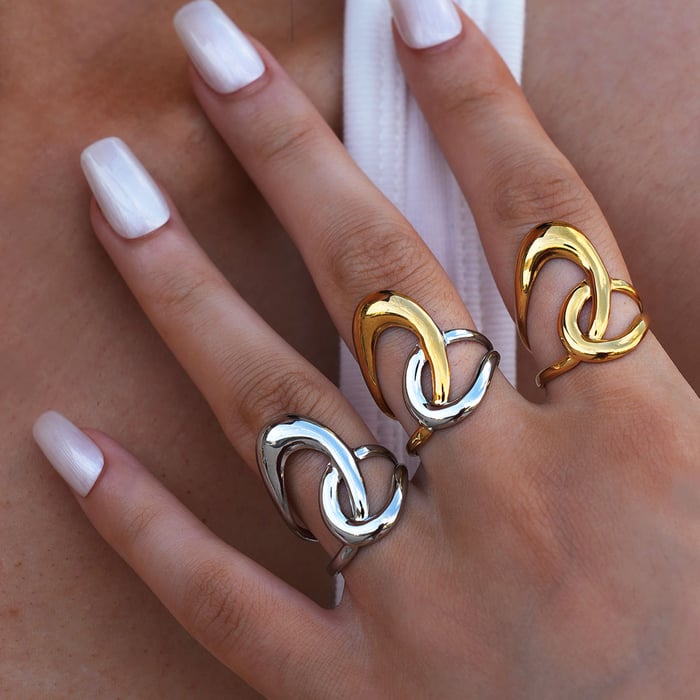 1 Piece Simple Series Casual Lines Stainless Steel Gold Color Minimalist Rings h5Picture3