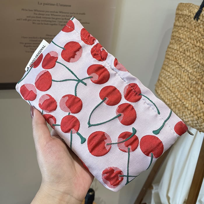 1 Piece Simple Series Cute Cherry Polyester Women's Makeup Bags h5Picture4