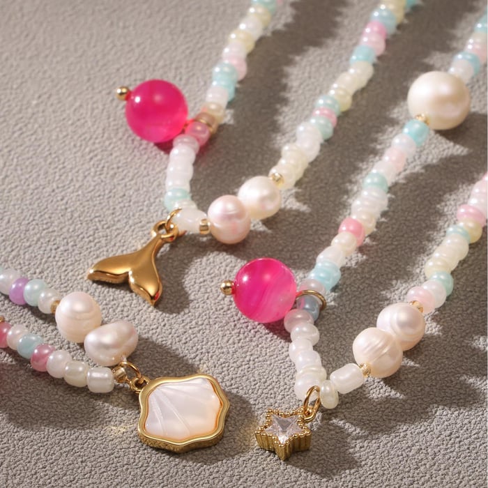 1 Piece Bohemian Flower Natural Stones Gold Color Women's Beaded Necklaces Picture6