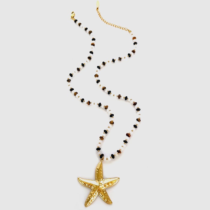 Natural Stone Starfish Necklace Set