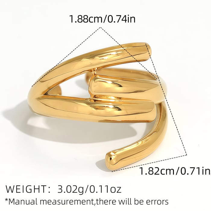 1 Piece Simple Series Casual Irregular Shape Stainless Steel Gold Color Minimalist Rings h5Picture2