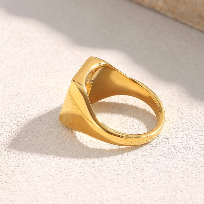 1 Piece Luxurious Series Daily Rectangular Stainless Steel Gold Color Statement Rings h5Picture7