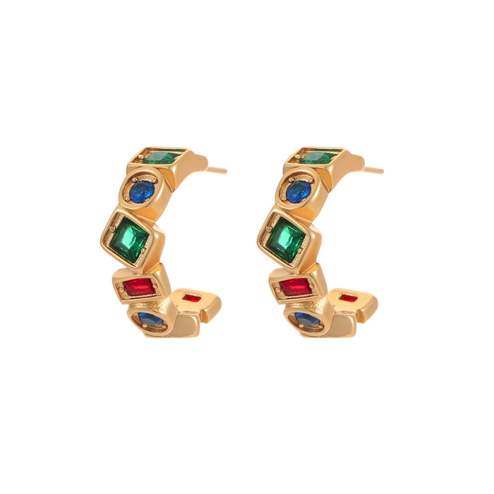 1 Pair Luxurious Series Stainless Steel Gold Color Hoop Earrings h5Picture5