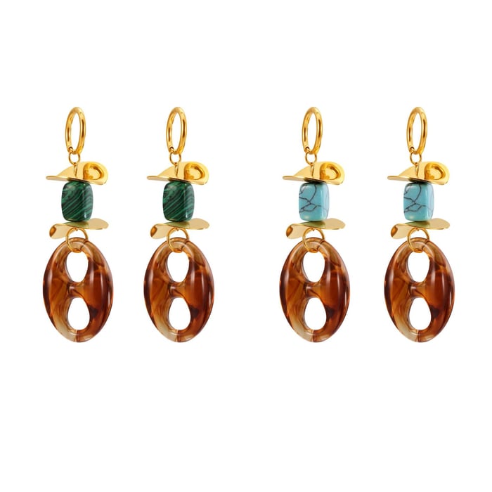 1 Pair Retro Irregular Oval Shape Stainless Steel Gold Color Women's Drop Earrings h5Picture8