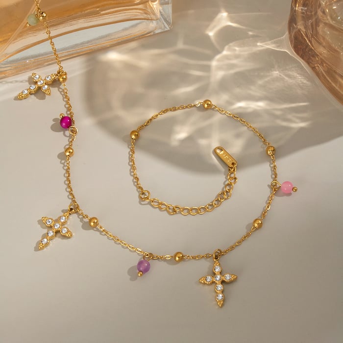 1 stuk luxe elegante kruis roestvrijstalen dameshangerkettingen Afbeelding2
