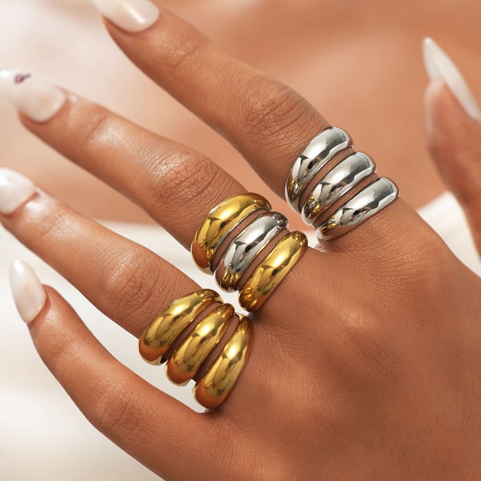 1 Piece Simple Series Casual Circle Stainless Steel Gold Color Minimalist Rings h5Picture6