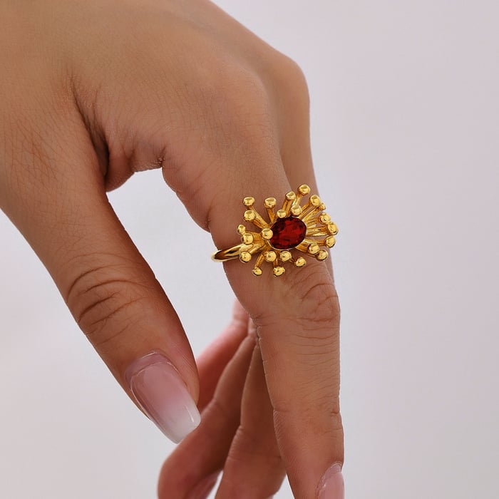 1 Piece Retro Flower Stainless Steel Gold Color Women's Earring Sets h5Picture5
