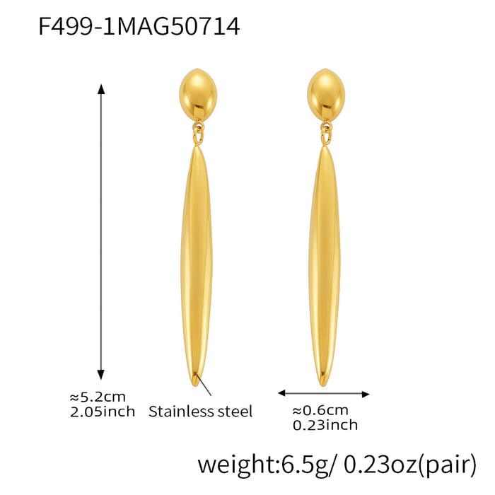 1 Pair Modern Irregular Shape Stainless Steel Gold Color Women's Drop Earrings h5Picture2