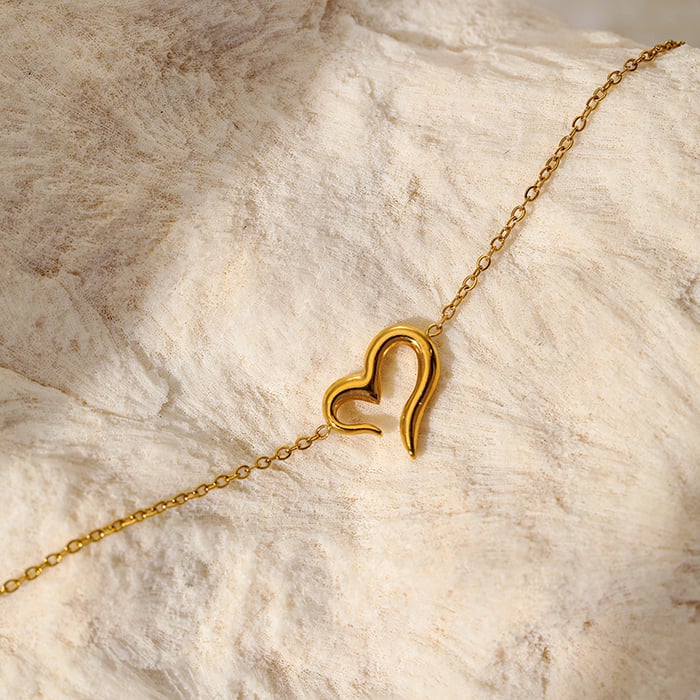 1 Piece Simple Heart Stainless Steel  Gold Color Charm Bracelet Picture3