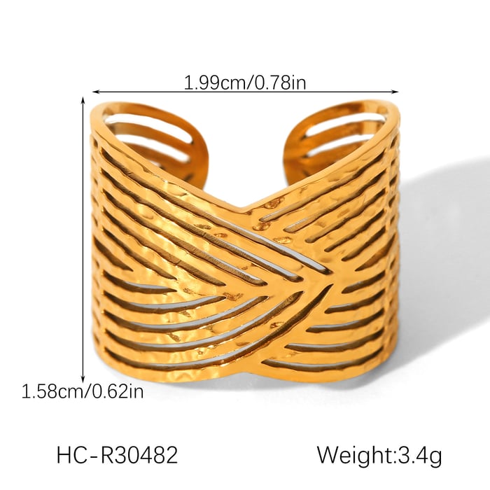 1 Stück Simple Series Daily Plant Statement-Ringe aus Edelstahl in Goldfarbe h5Bild2