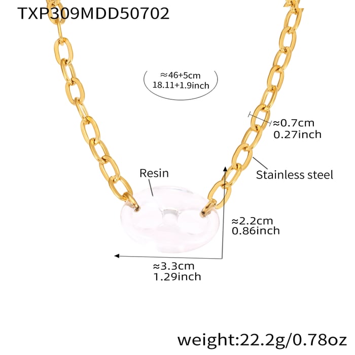 1 Piece Chic Irregular Shape Stainless Steel Gold Color Women's Pendant Necklaces