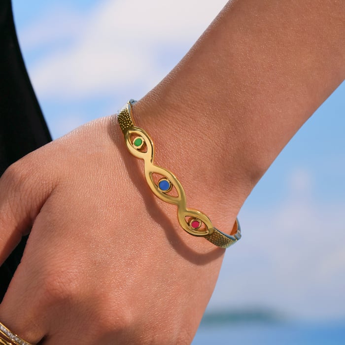 1 Piece Delicate Devil's Eye Stainless Steel Gold Color Women's Bracelets Sets h5Picture6