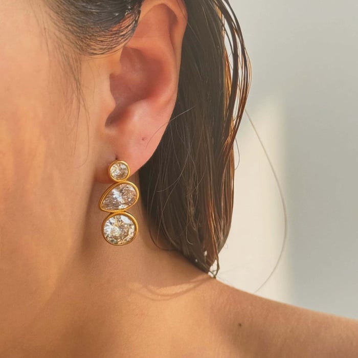 1 Pair Simple Series Geometric Stainless Steel Gold Color Women's Drop Earrings h5Picture3