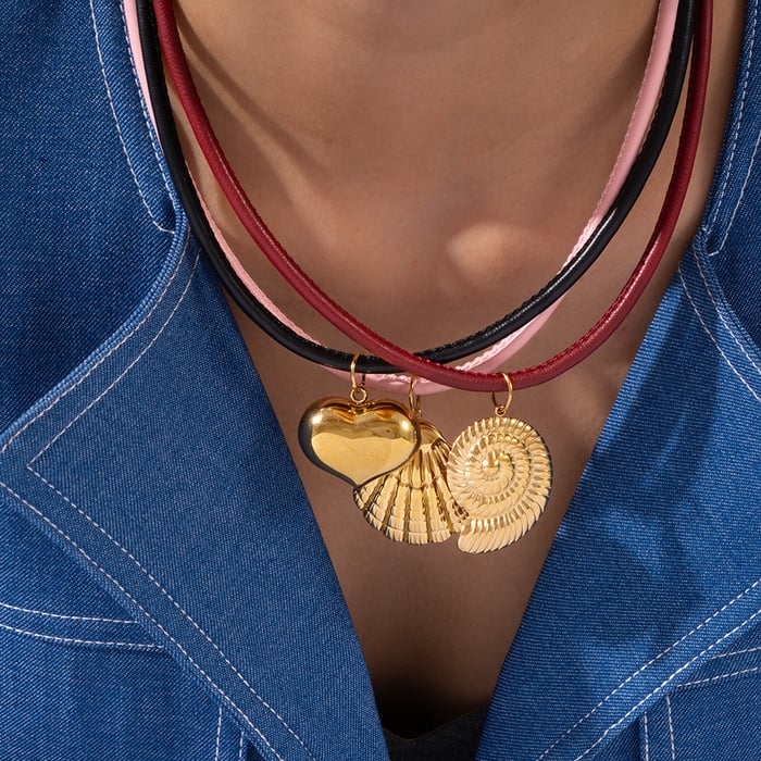 1 Piece Stylish Shell Stainless Steel Gold Color Women's Pendant Necklaces h5Picture3