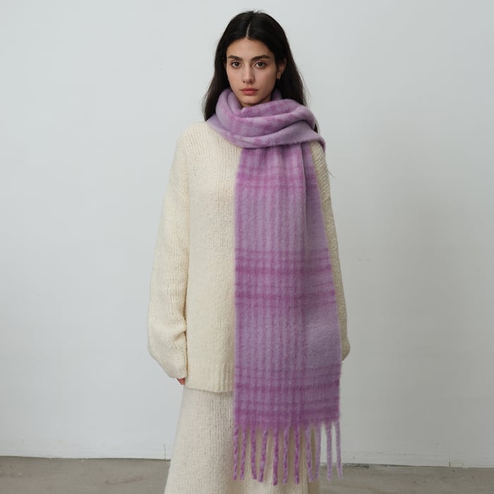 1 stuk eenvoudige geruite polyester dames wintersjaals Afbeelding4