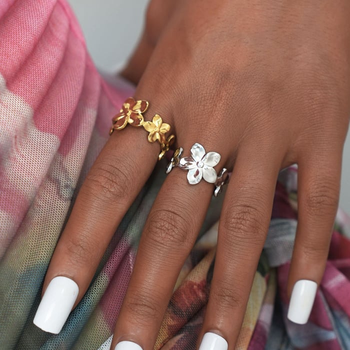 1 Piece Simple  Elegant Flower Stainless Steel  Gold Color  Minimalist Rings Picture3