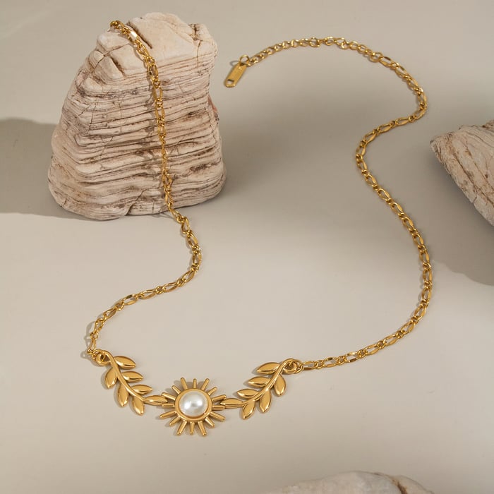 1 stuk luxe elegante roestvrijstalen dameshangerkettingen met zon Afbeelding2