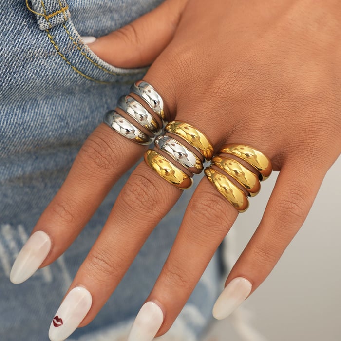 1 Piece Simple Series Casual Circle Stainless Steel Gold Color Minimalist Rings h5Picture7