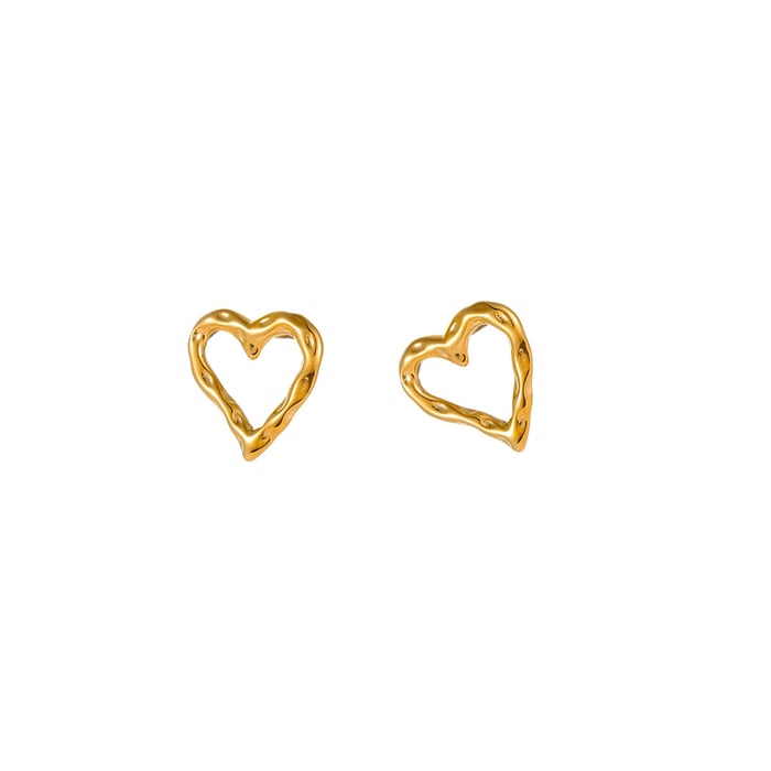 1 Pair Heart Stainless Steel Gold Color Stud Earrings h5Picture3